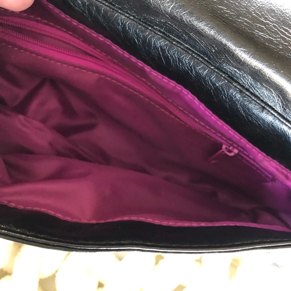 Black Faux Leather Handbag with Chain Strap - Picture 5 of 5